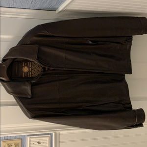 Men’s Marc NY Brown Leather Jacket Brown Worn 10x